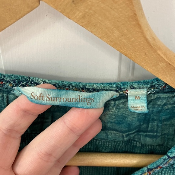 Soft Surroundings Butterfly knit top green/Teal Long Sleeve Women's Tunic size M - Picture 3 of 16